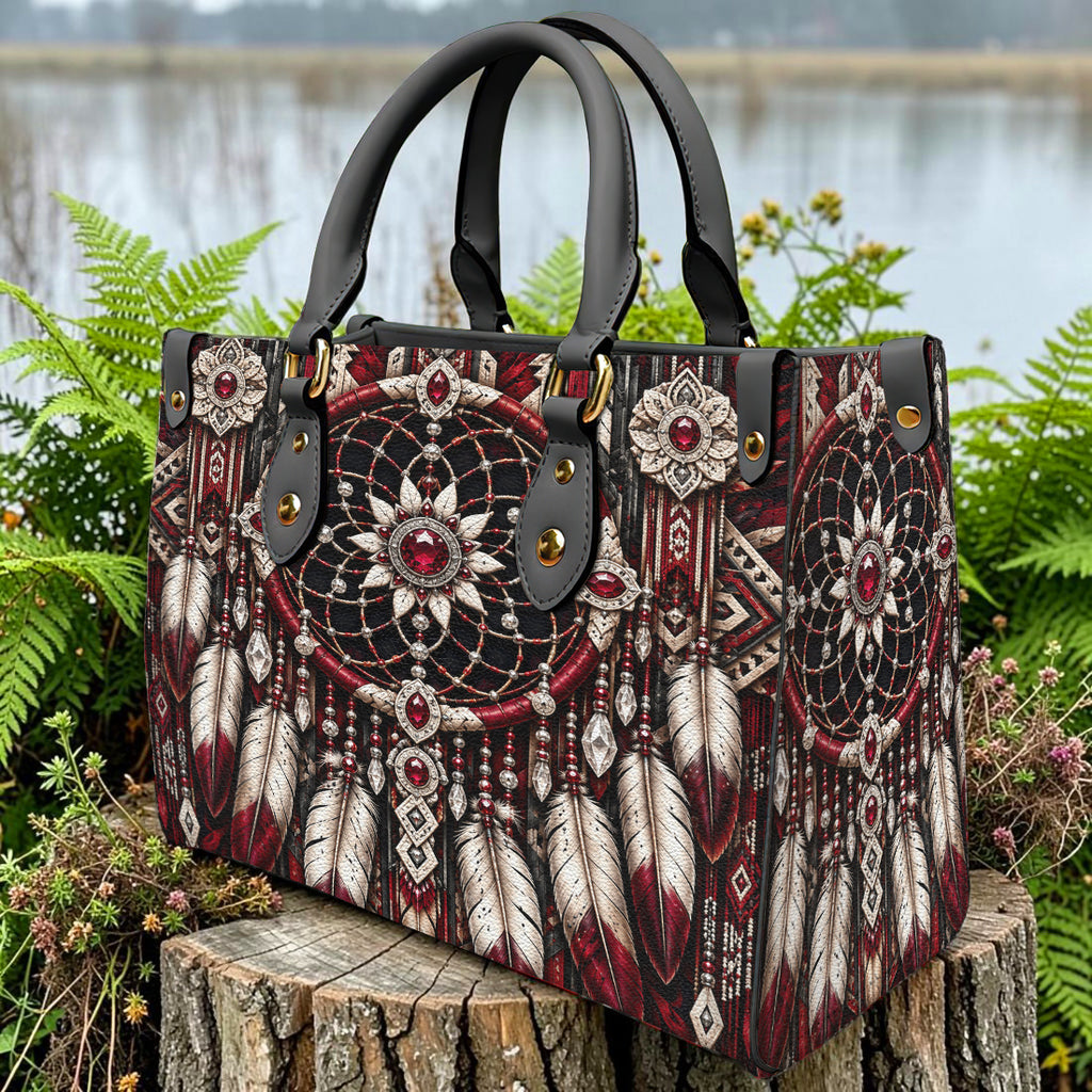 Red Dreamcatcher Native American Leather Bag DS260724M07