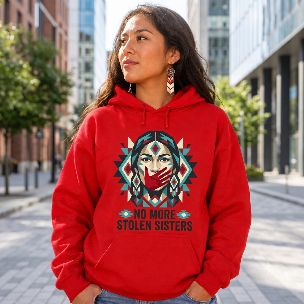 Red Handprint Geometric Native American-Inspired 2D Hoodie HDm006