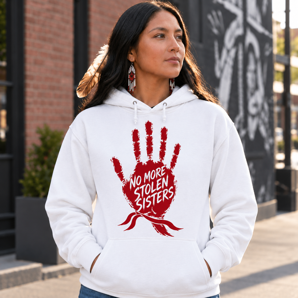 Red Handprint Native American-Inspired 2D Hoodie HDm010