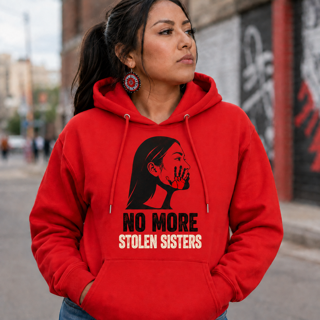 Red Handprint Stencil Native American-Inspired 2D Hoodie HDm004