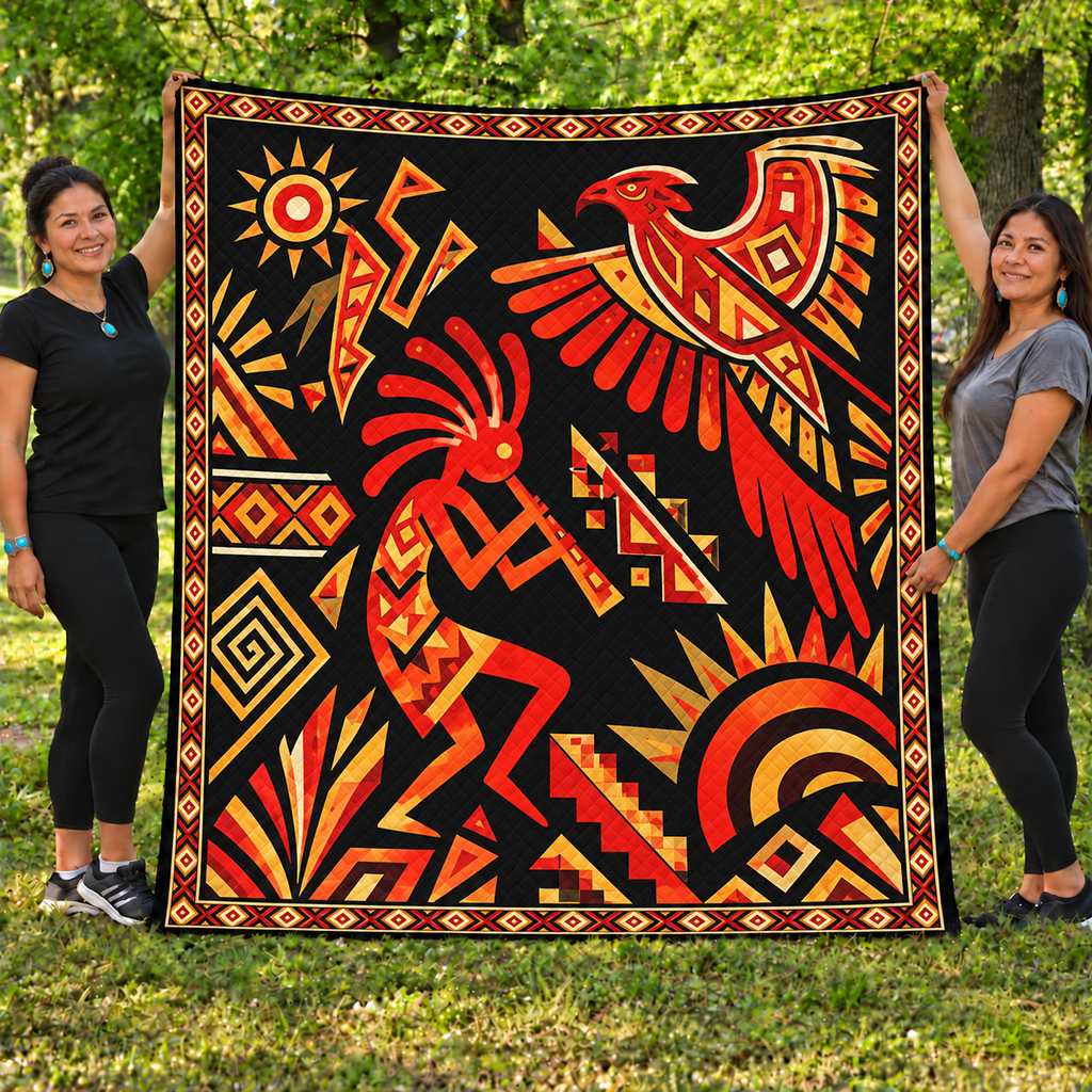 Red Kokopelli Native American-Inspired Quilt Qm029