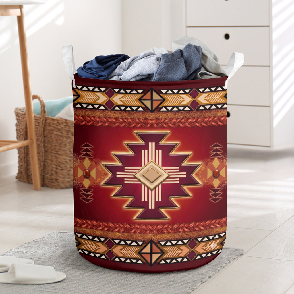 Red Pattern Native American Laundry Basket GB-NAT0001-04m2