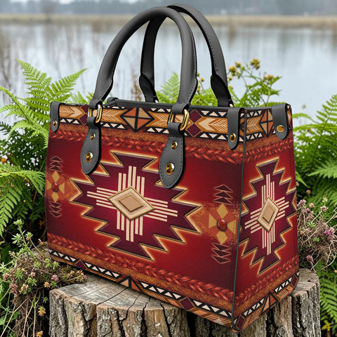 Red Pattern Native American Leather Bag GB-NAT0001-04m2