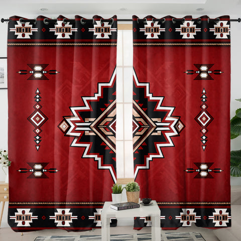 Red Symbol Native American Living Room Curtain DS260729M03
