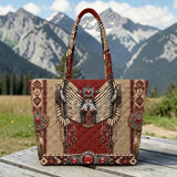 Red Symbol Native American Quilted Shoulder Tote Bag DS260724M14