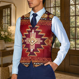 Red Symbol Native American Suit Vest Jacket Print One Side Front GB-NAT0001-04m2