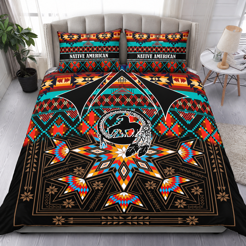 Red Turquoise Geometric Native American-Inspired Bedding Set SH251119M13