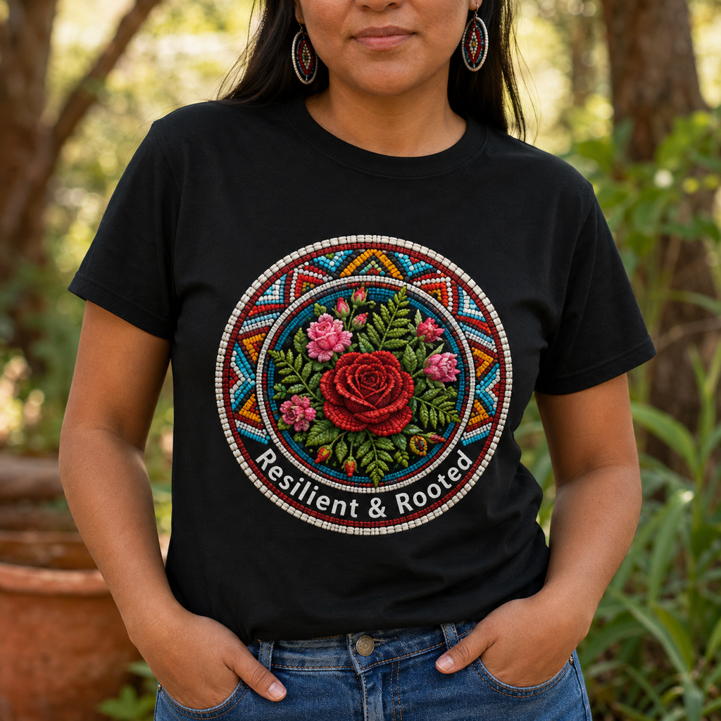 Resilient Rooted Floral Medallion Native American-Inspired 2D T-Shirt TSm049