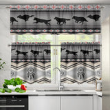 Running Wolves Native American Curtain Valance and Kitchen Tiers Set DS260519M04