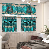 Running Wolves Native American Curtain Valance and Kitchen Tiers Set DS260710M01
