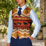 Running Wolves Native American Suit Vest Jacket Print One Side Front DS260519M05