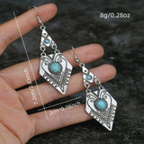 Vintage Boho Geometric Turquoise Earrings – Boho Retro Style