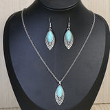 Vintage Blue Crystal Jewelry Set – European-American Necklace & Earrings Gift Set