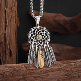 Retro Hollow Feather Native American Pendant Necklace Unisex Fashion Jewelry