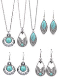 Vintage Blue Crystal Jewelry Set – European-American Necklace & Earrings Gift Set