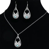 Vintage Blue Crystal Jewelry Set – European-American Necklace & Earrings Gift Set