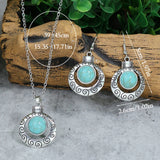 Vintage Blue Crystal Jewelry Set – European-American Necklace & Earrings Gift Set