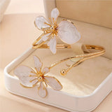 Boho Floral Arm Cuff Bracelet for Women – Vintage Gold Open Bangle