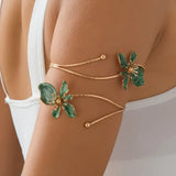 Boho Floral Arm Cuff Bracelet for Women – Vintage Gold Open Bangle