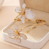 Boho Floral Arm Cuff Bracelet for Women – Vintage Gold Open Bangle
