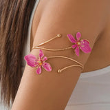 Boho Floral Arm Cuff Bracelet for Women – Vintage Gold Open Bangle