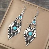 Vintage Boho Geometric Turquoise Earrings – Boho Retro Style