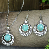 Vintage Blue Crystal Jewelry Set – European-American Necklace & Earrings Gift Set