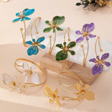 Boho Floral Arm Cuff Bracelet for Women – Vintage Gold Open Bangle