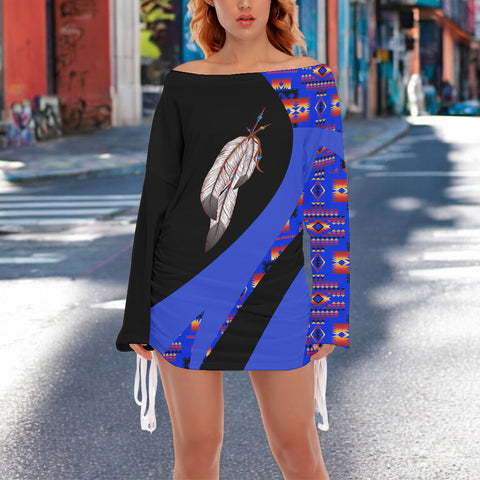 SBD00179 Feather Native American Women Off-shoulder Hip Skirt