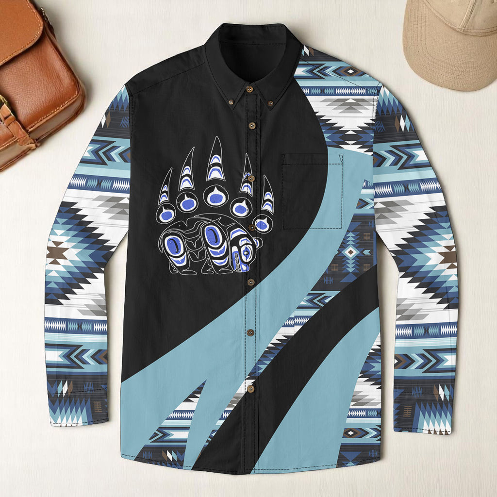 SBD00181 Native American Men Casual Lapel Long Sleeve Shirt