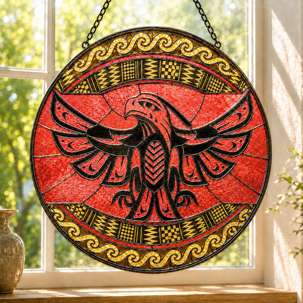SC063 Thunderbird Native American Stained Glass Suncatcher