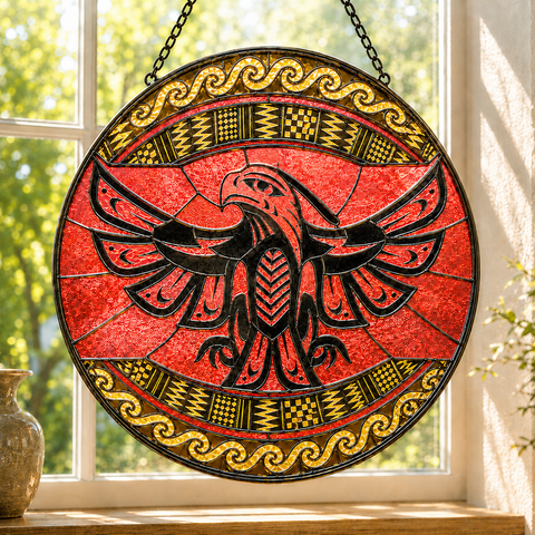 SC063 Thunderbird Native American Stained Glass Suncatcher
