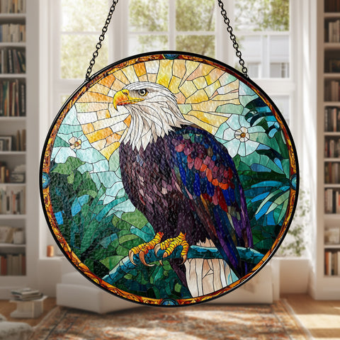 SC250404M03 Eagle Native American Stained Glass Suncatcher