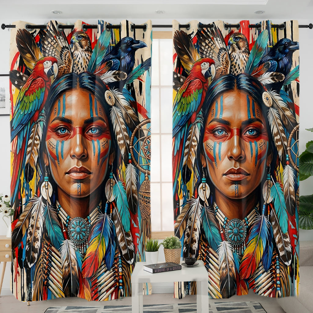 SCT0010v3 Women Native American Living Room Curtain