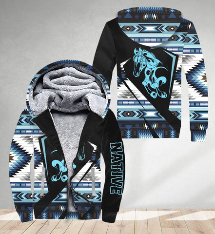 SH250205M12 Horse Native American 3D Fleece Hoodie