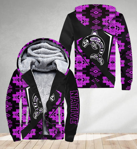 SH250205M14 Tribe Dolphin Native American 3D Fleece Hoodie