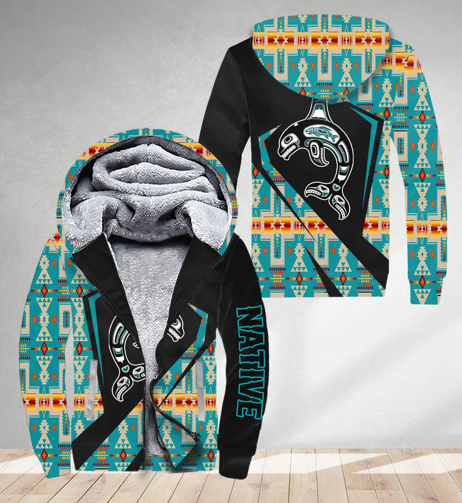 SH250205M16 Tribe Dolphin Native American 3D Fleece Hoodie