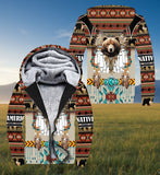 SH251118M02 Bear Native American 3D Fleece Hoodie