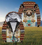 SH251118M03 Bear Native American 3D Fleece Hoodie