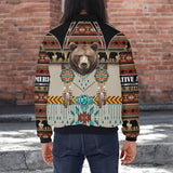 SH251118M03 Bear Native American Bomber Jacket With Sleeve Pocket