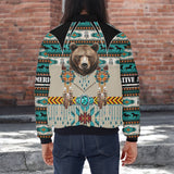 SH251118M04 Bear Native American Bomber Jacket With Sleeve Pocket