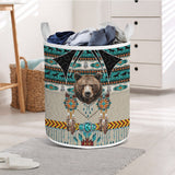SH251118M04 Bear Native American Quilted Laundry Basket