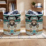 SH251118M04 Bear Native American Quilted Laundry Basket