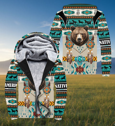 SH251118M04 Bear and Horse Native American 3D Fleece Hoodie