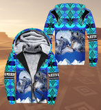 SH251118M06 Wolf Native American 3D Fleece Hoodie