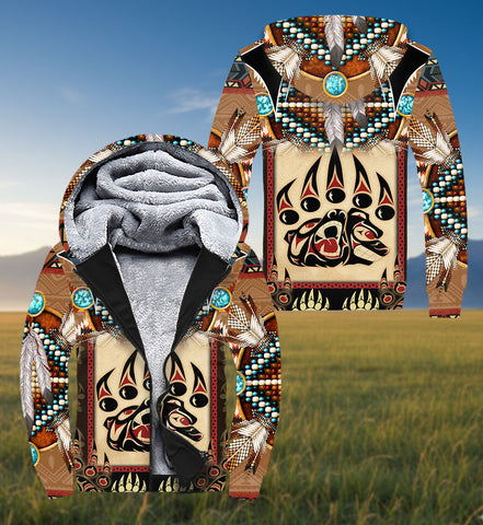 SH251118M10 Bear Native American 3D Fleece Hoodie