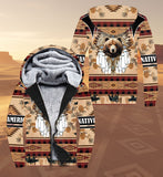 SH251118M12 Bear Native American 3D Fleece Hoodie