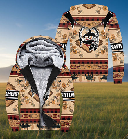 SH251118M13 Trail of Tears Bear Native American 3D Fleece Hoodie