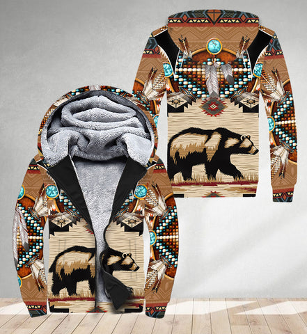 SH251119M07 Bear Native American 3D Fleece Hoodie