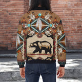 SH251119M07 Bear Native American Bomber Jacket With Sleeve Pocket